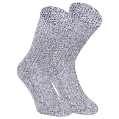Dicke Norweger Wollsocken hellgrau-melange