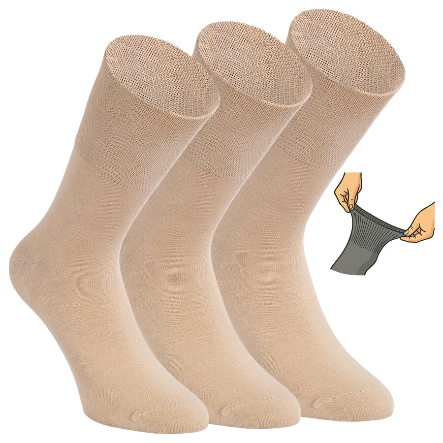 Herren Diabetikersocken ohne Gummidruck 97% Baumwolle beige