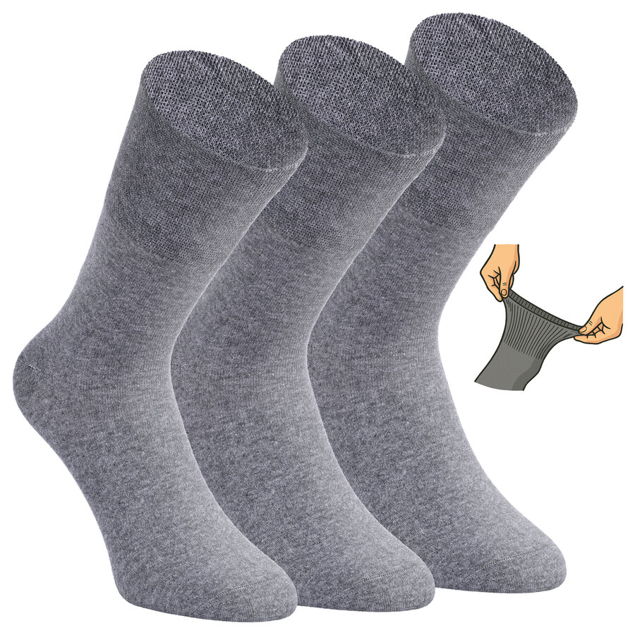 Herren Diabetikersocken ohne Gummidruck 97% Baumwolle grau-melange