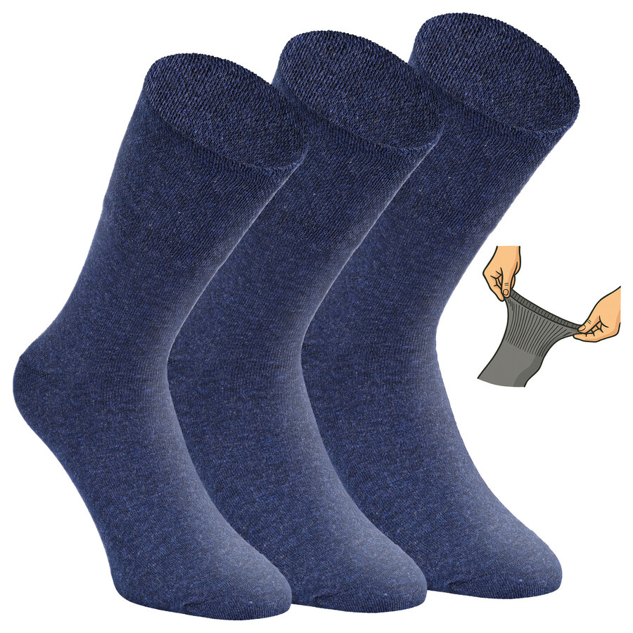 Herren Diabetikersocken ohne Gummidruck 97% Baumwolle jeansblau-melange