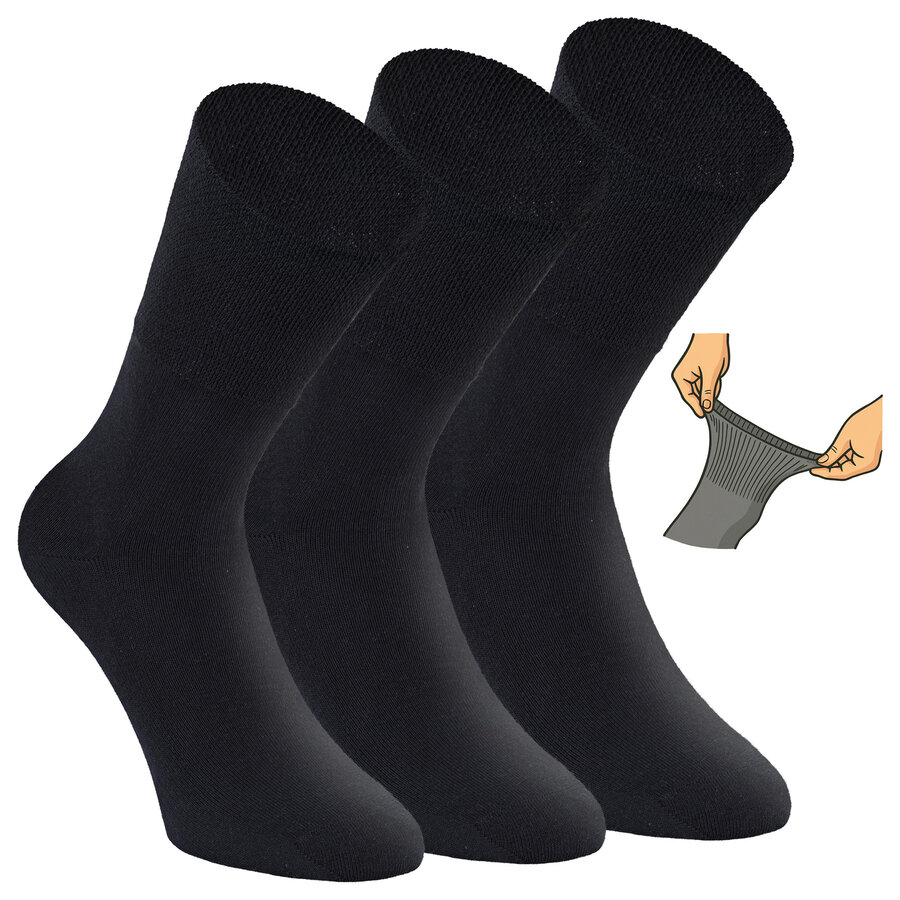 Herren Diabetikersocken ohne Gummidruck 97% Baumwolle schwarz