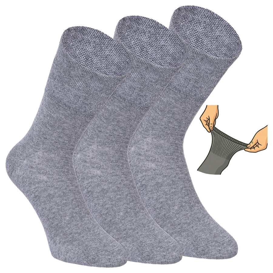 Damen Diabetikersocken ohne Gummidruck 97% Baumwolle grau-melange
