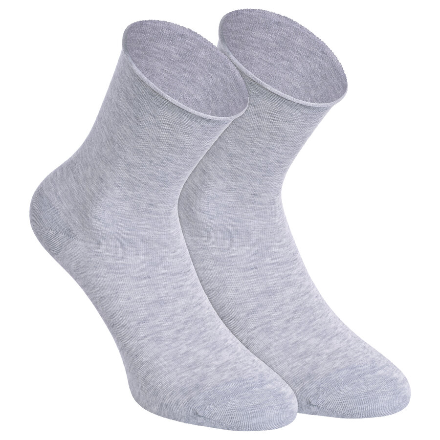 Damen Rollrand-Socken Baumwolle Camano grau melange
