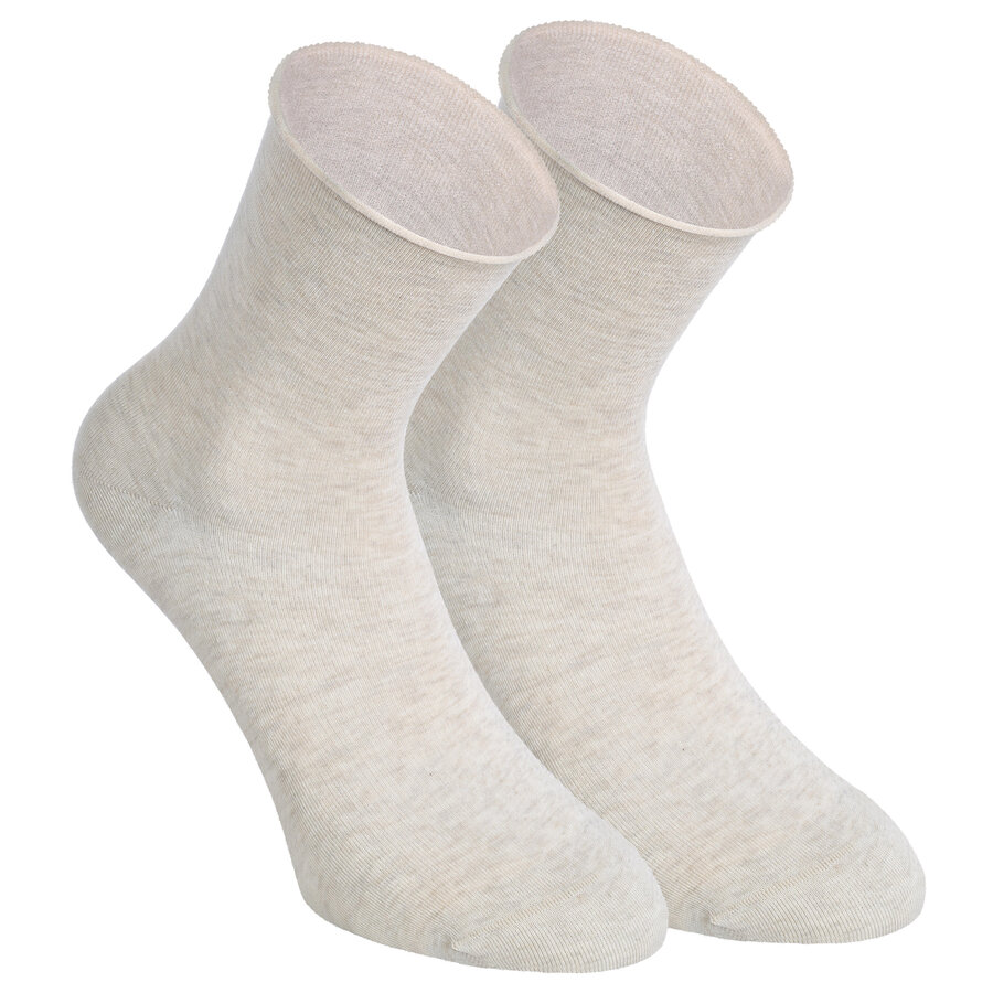 Damen Rollrand-Socken Baumwolle Camano beige-melange