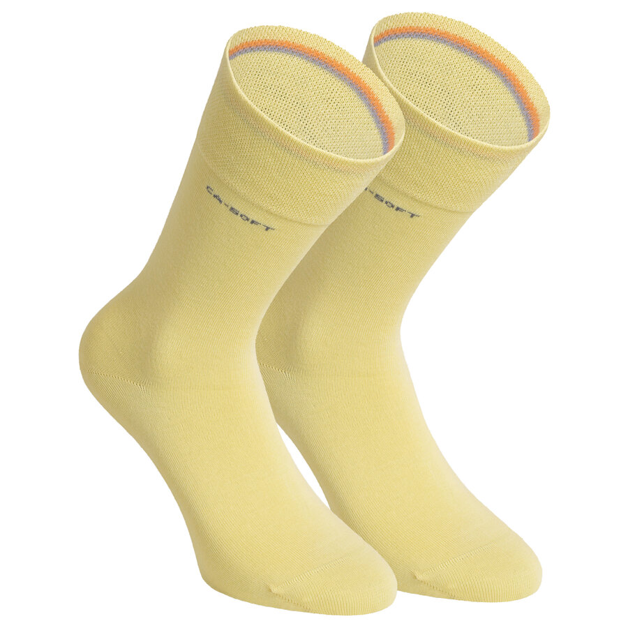 Herrensocken ohne Gummidruck Camano CA-Soft lemon grass gelb