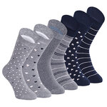Damen Socken Bio-Baumwolle Apollo Muster Ringel Herzen Sterne grau-marine-mix - 1