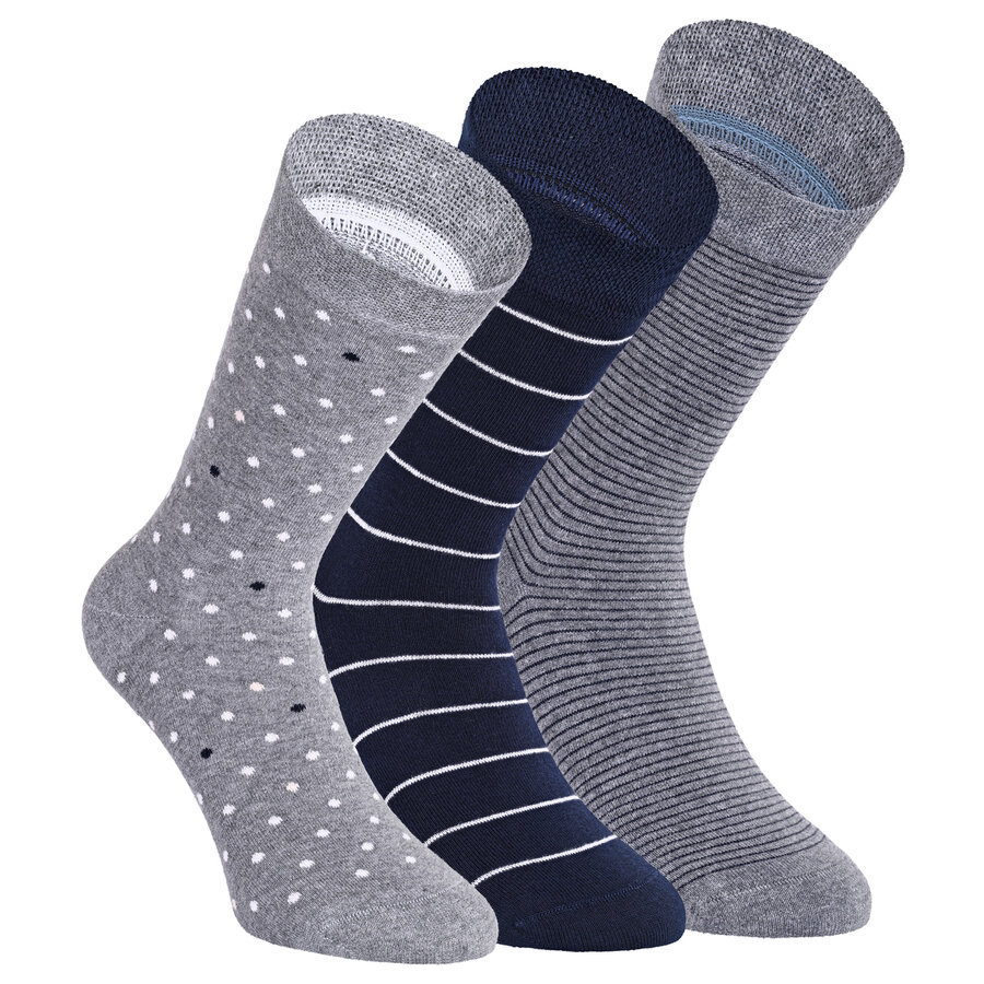 Damen Socken Baumwolle Apollo Muster Ringel Herzen Sterne grau-marine-mix - 33