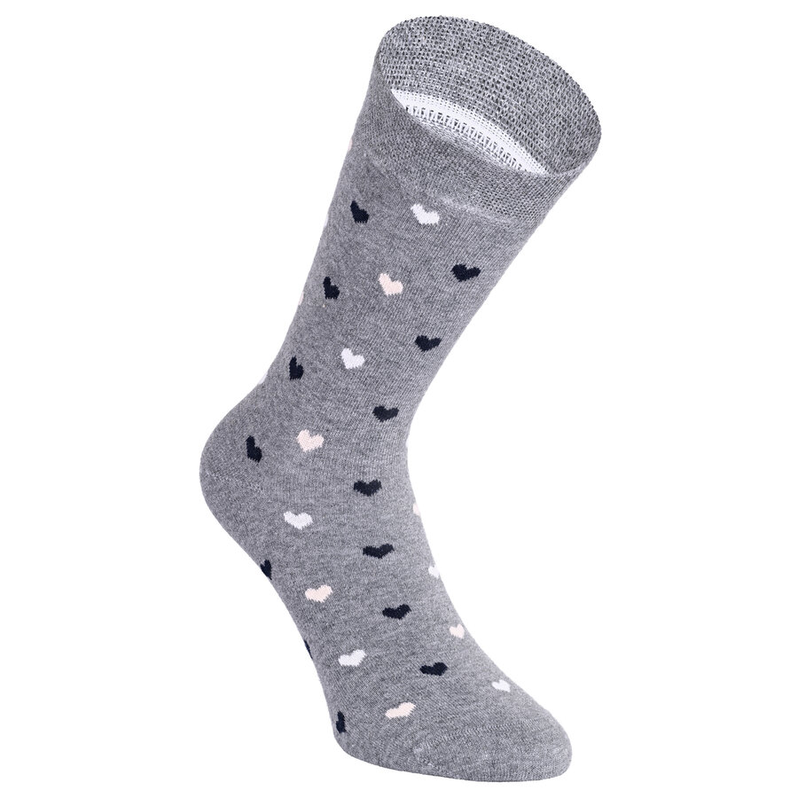 Damen Socken Baumwolle Apollo Muster Ringel Herzen Sterne grau-marine-mix - 8