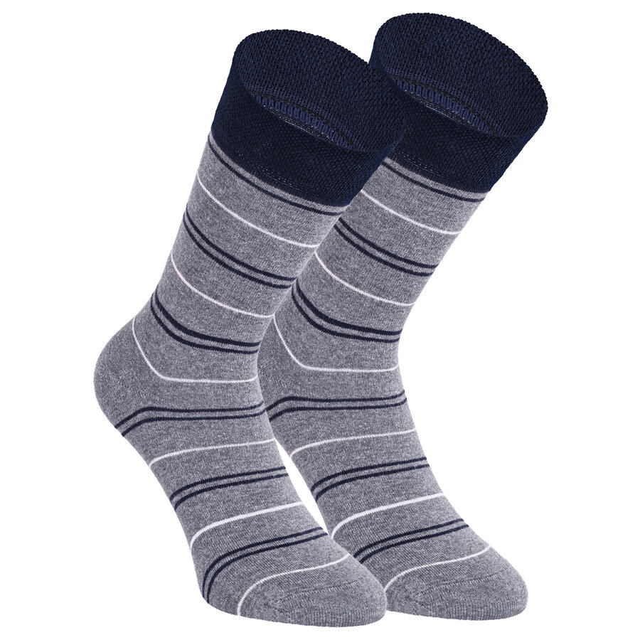 Damen Socken Baumwolle Apollo Muster Ringel Herzen Sterne grau-marine-mix - 24