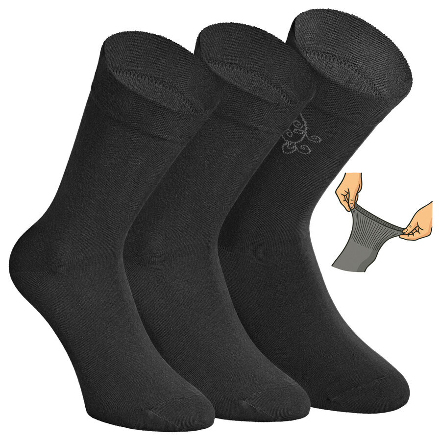 Damensocken extra breites Komfort-Bündchen und Schaft schwarz