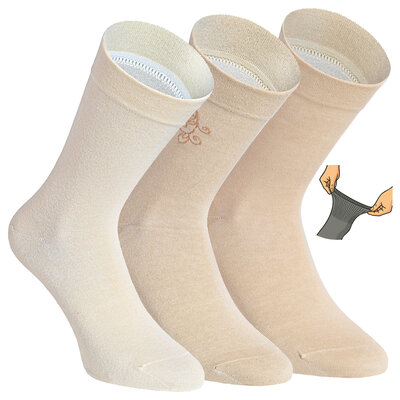 Damensocken extra breites Komfort-Bündchen und Schaft beige-mix