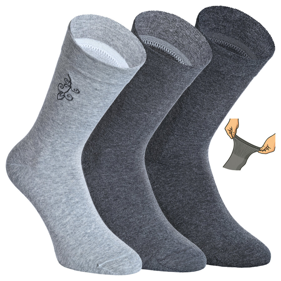 Damensocken extra breites Komfort-Bündchen und Schaft grau-anthrazit-mix