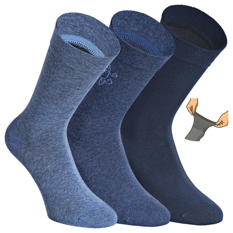 Damensocken extra breites Komfort-Bündchen und Schaft jeans-blau-mix