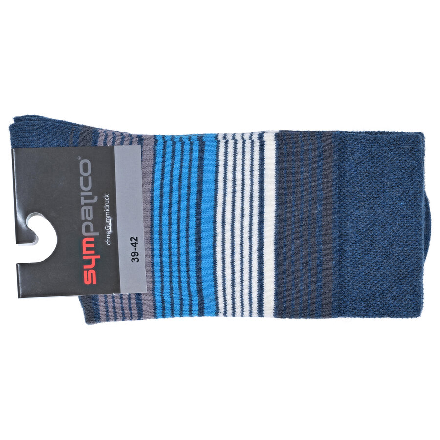 Ringel-Damensocken Baumwolle Made in Germany blau-grau-style - 2