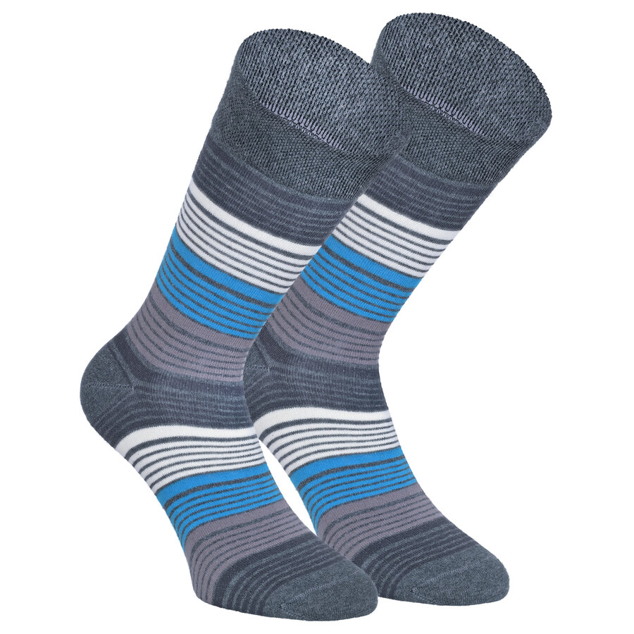Ringel-Damensocken Bio-Baumwolle Made in Germany grau-blau-style