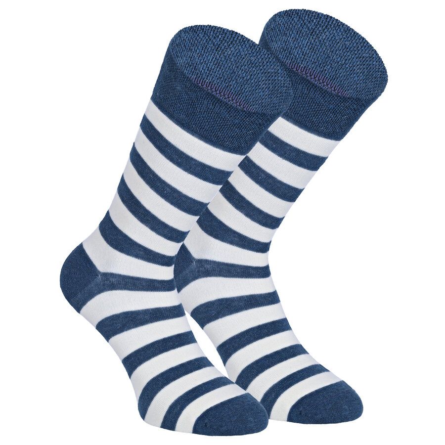 Damensocken Bio-Baumwolle Made in Germany Blockstreifen blau-style