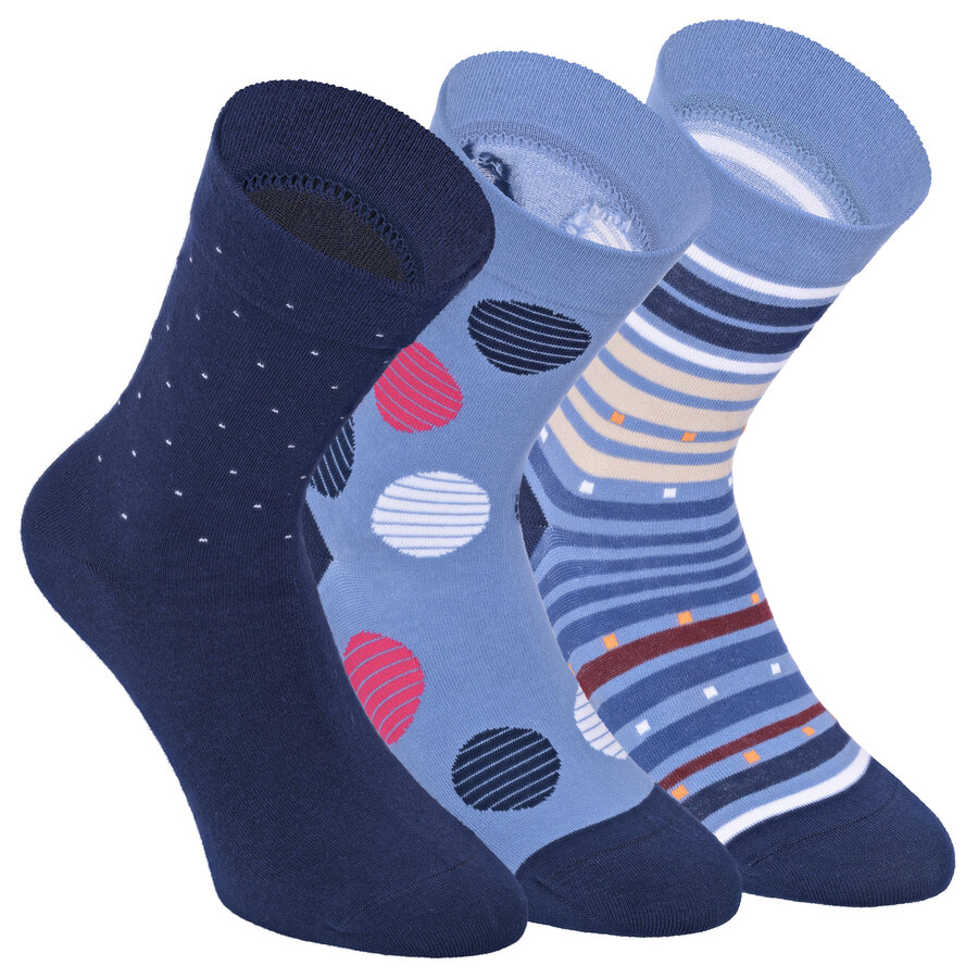 Damensocken extra breites Bündchen und Schaft bunt-mix mit Muster - 37