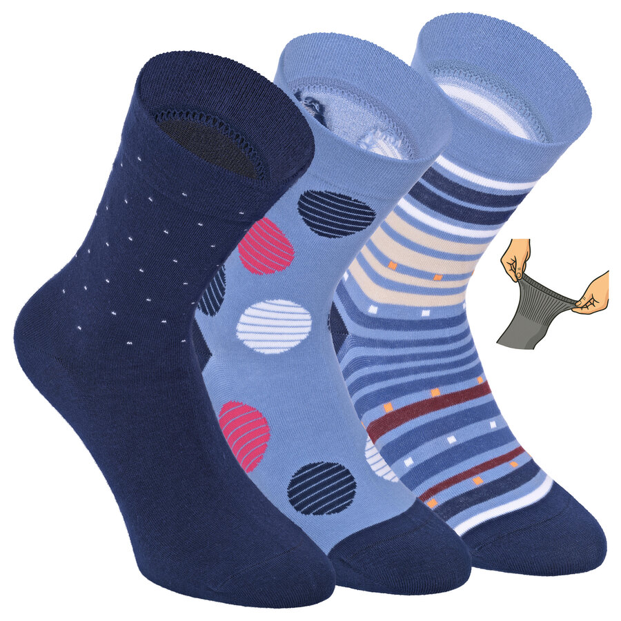 Damensocken extra breites Bündchen und Schaft bunt-mix mit Muster - 61