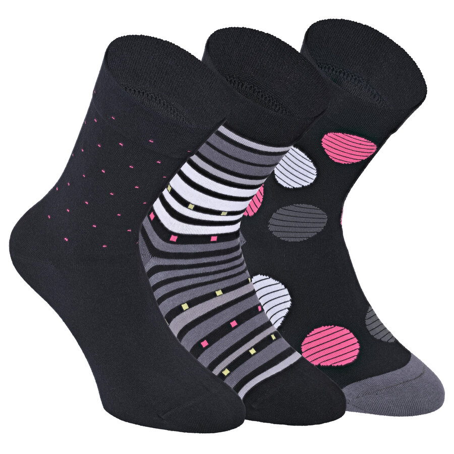 Damensocken extra breites Bündchen und Schaft bunt-mix mit Muster - 53