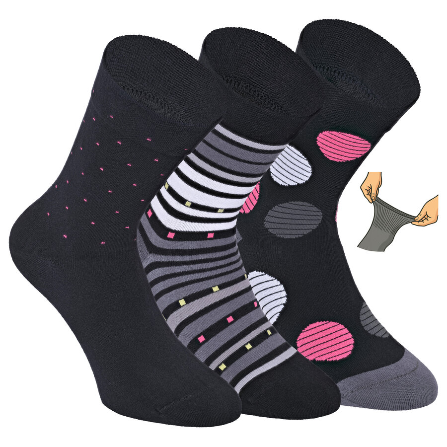 Damensocken extra breites Bündchen und Schaft bunt-mix mit Muster - 5