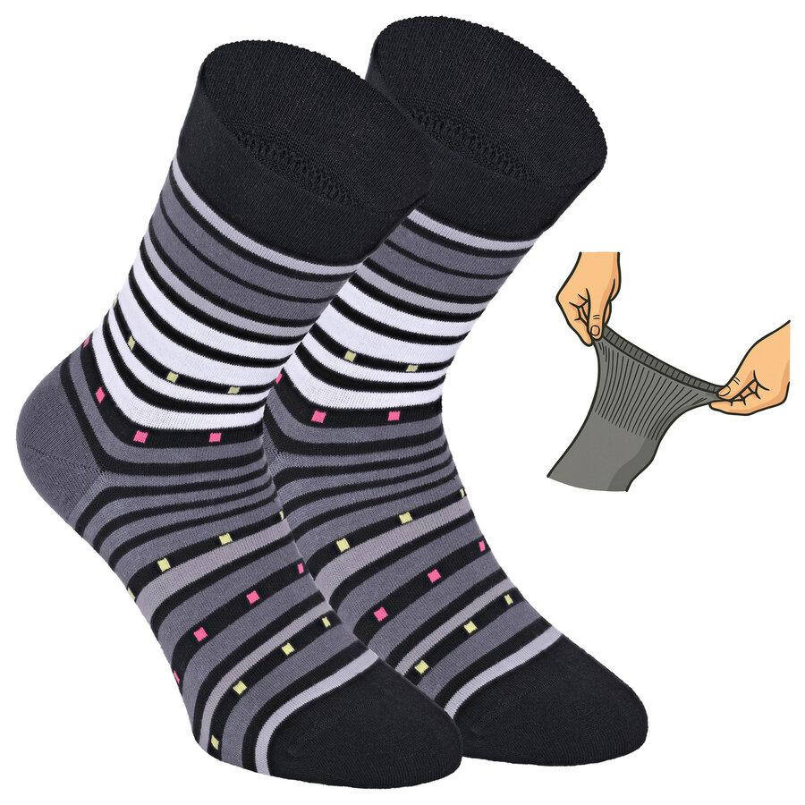 Damensocken extra breites Bündchen und Schaft bunt-mix mit Muster - 33