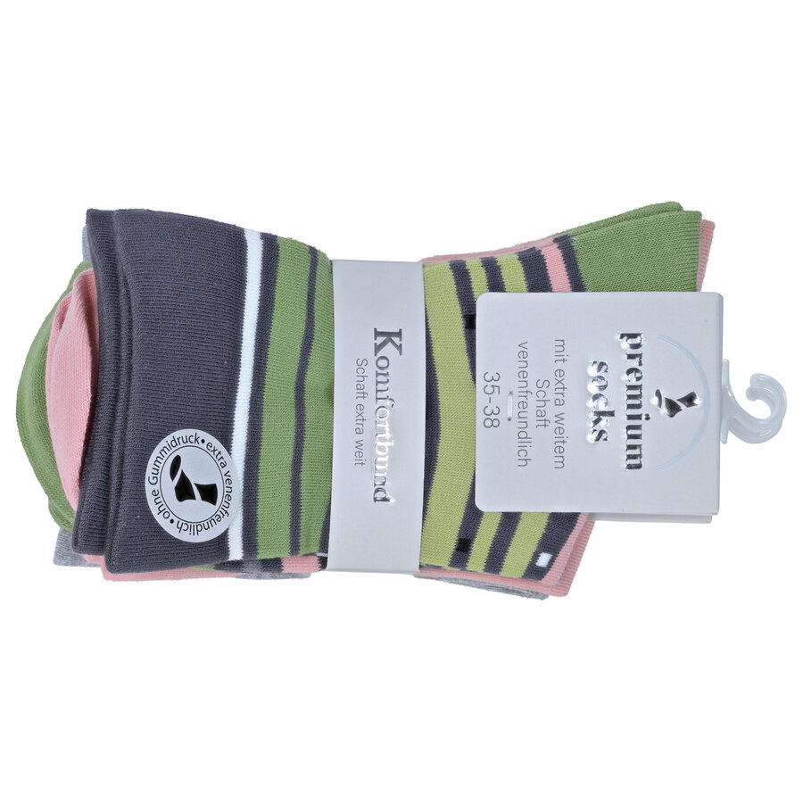Damensocken extra breites Bündchen und Schaft bunt-mix mit Muster - 44