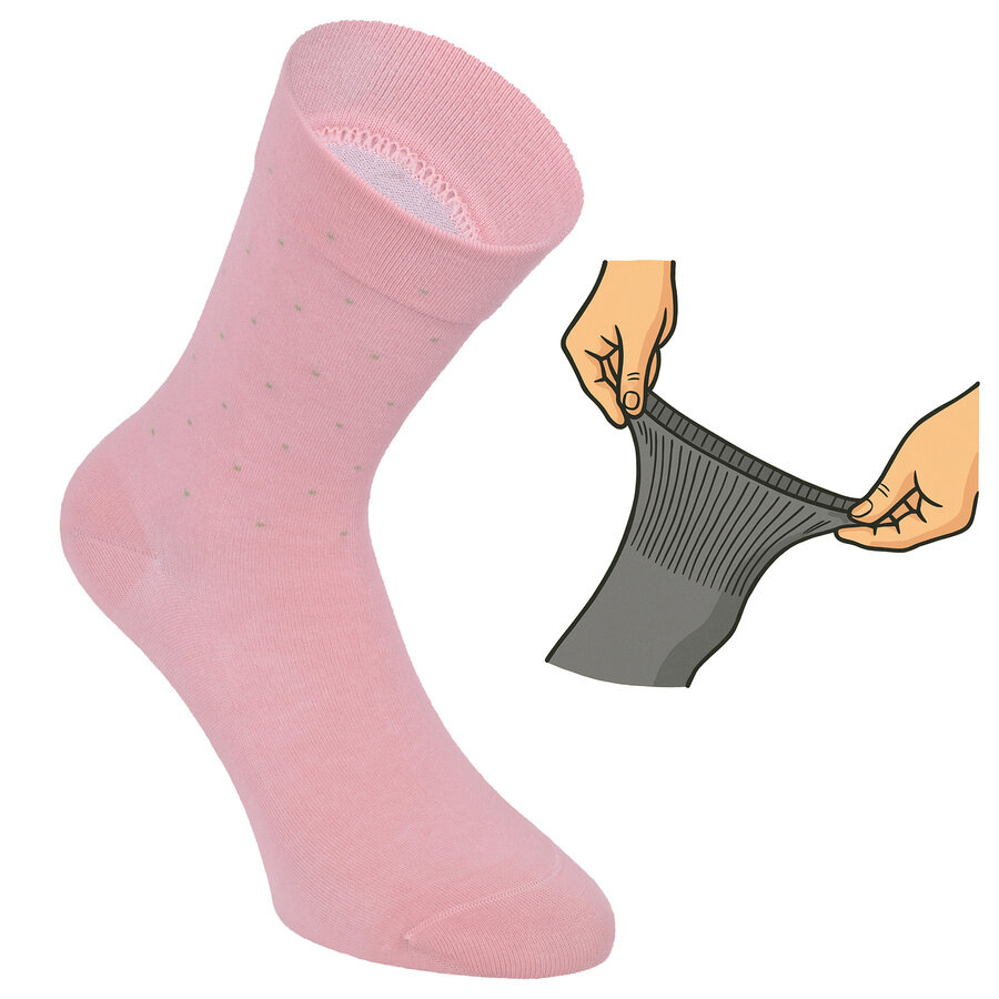 Damensocken extra breites Bündchen und Schaft bunt-mix mit Muster - 71