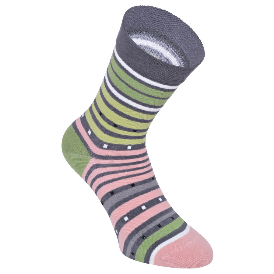 Damensocken extra breites Bündchen und Schaft bunt-mix mit Muster - 23