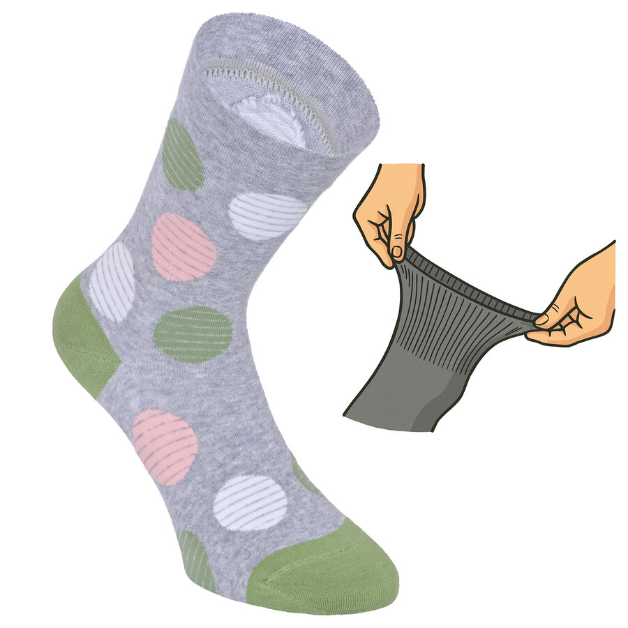 Damensocken extra breites Bündchen und Schaft bunt-mix mit Muster - 46