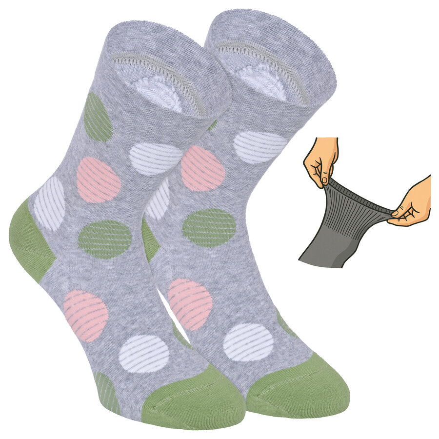 Damensocken extra breites Bündchen und Schaft bunt-mix mit Muster - 48
