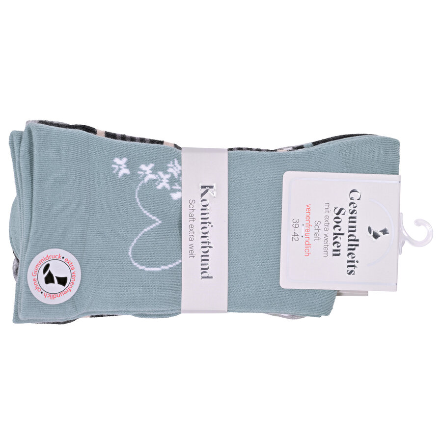 Damensocken extra breites Bündchen und Schaft Frühlings-Mix mit Muster - 2