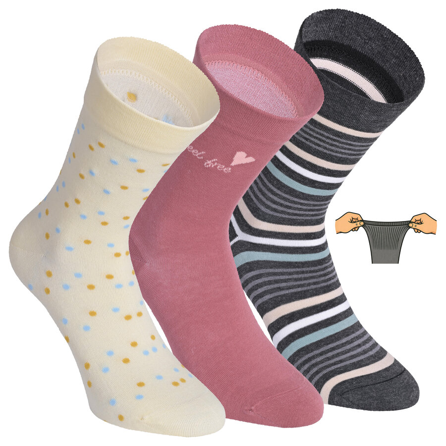Damensocken extra breites Bündchen und Schaft Frühlings-Mix mit Muster