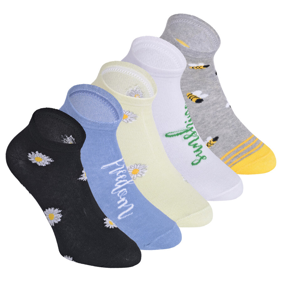 Damen Sneakersocken Motiv Blumenwiese Baumwolle bunter mix