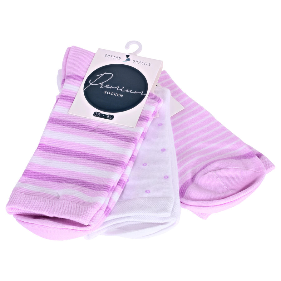 Damensocken Baumwolle Ringel-Mix - 12