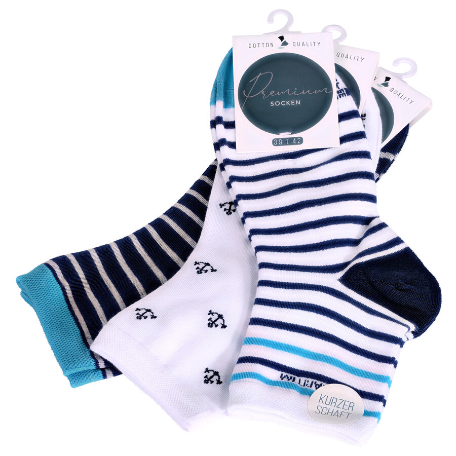 Damen Kurzsocken Baumwolle Maritim Look - 21