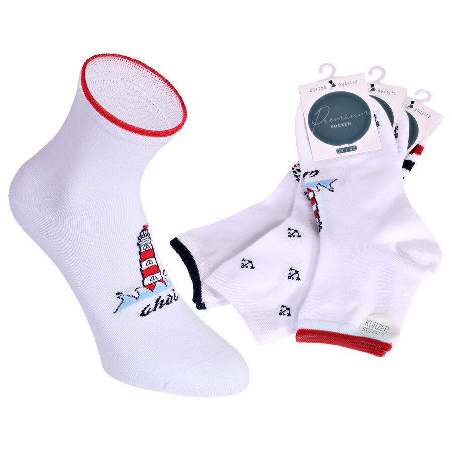 Damen Kurzsocken Baumwolle Maritim Look - 18