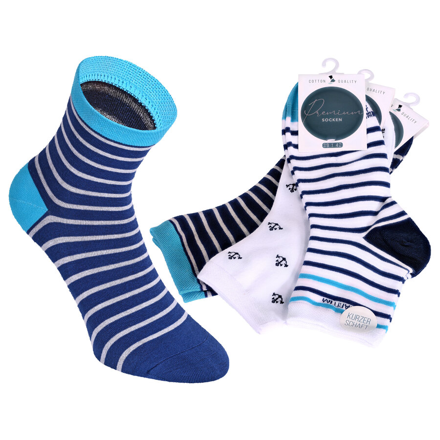 Damen Kurzsocken Baumwolle Maritim Look - 23