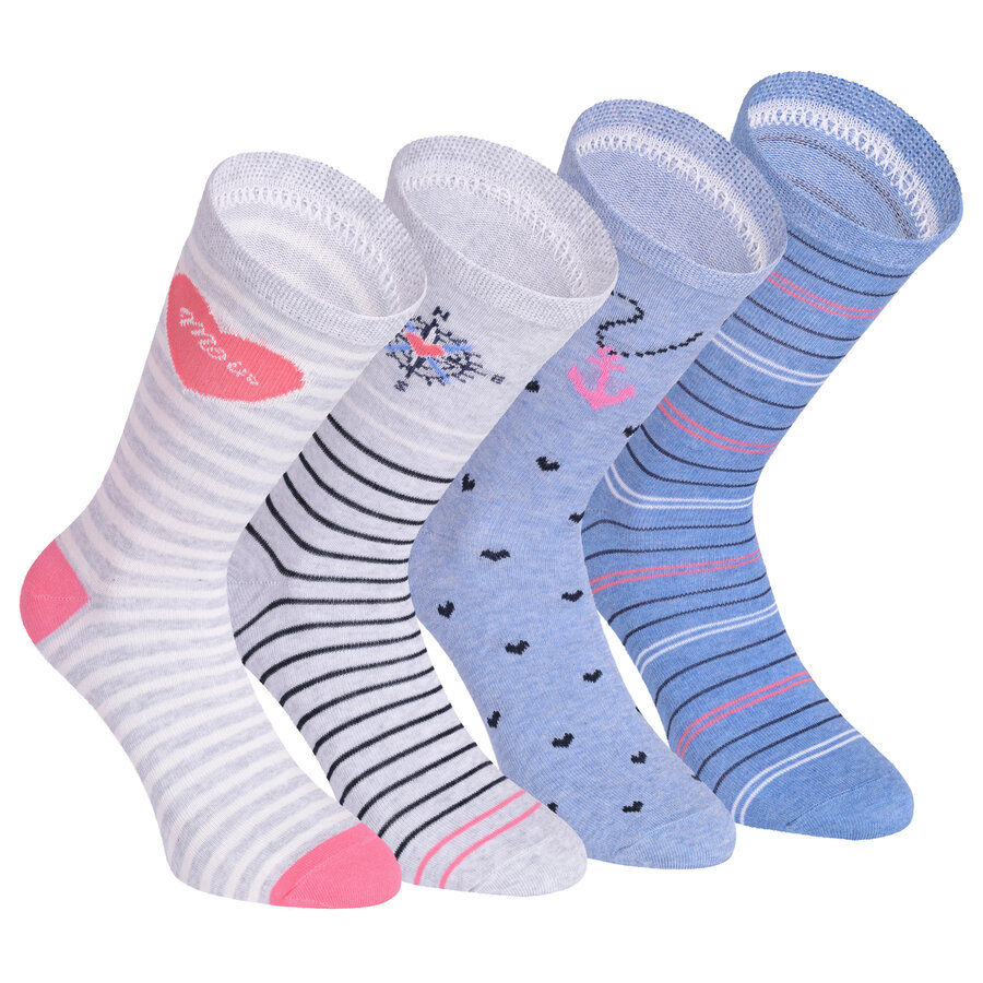 Damensocken Baumwolle Ringel-Mix Maritim Look