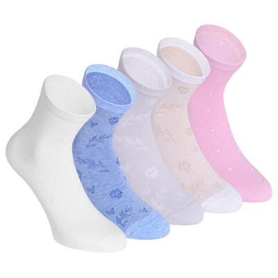 Damen Kurzsocken Baumwolle Romantic Jaquard Blumen Design