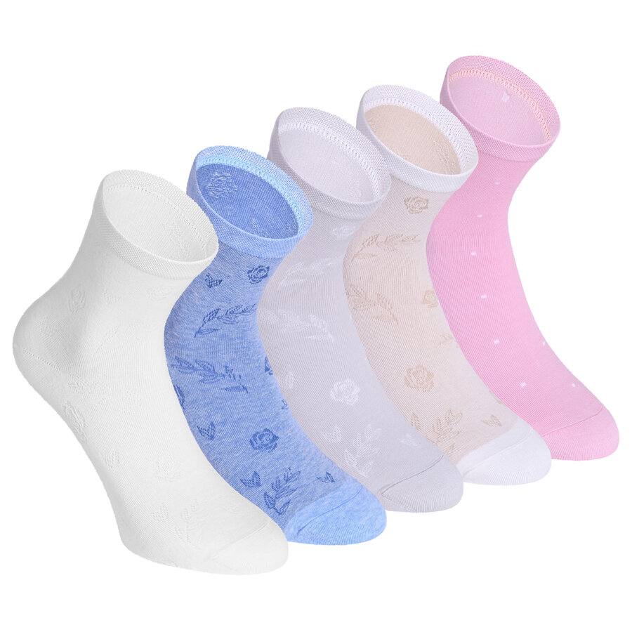 Damen Kurzsocken Baumwolle Romantic Jaquard Blumen Design