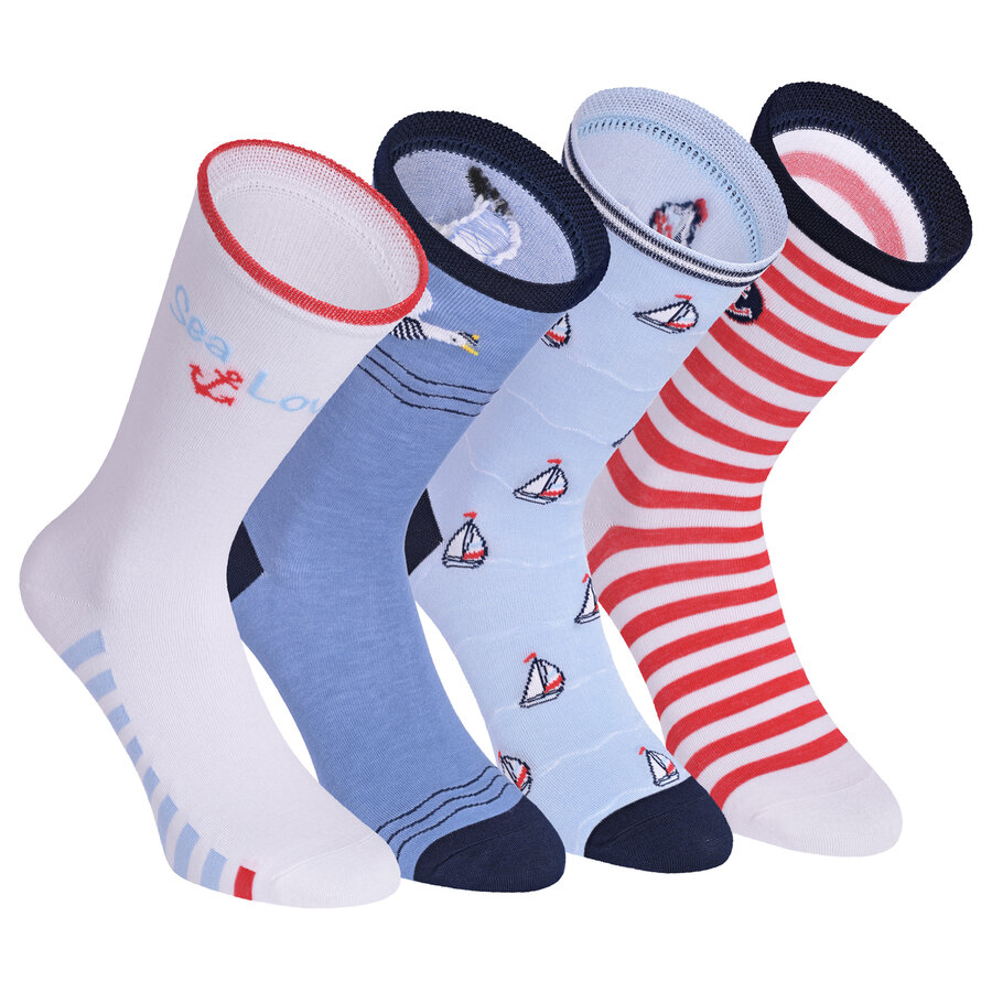 Bambus Damensocken Ahoi Anker Maritim Look bunt