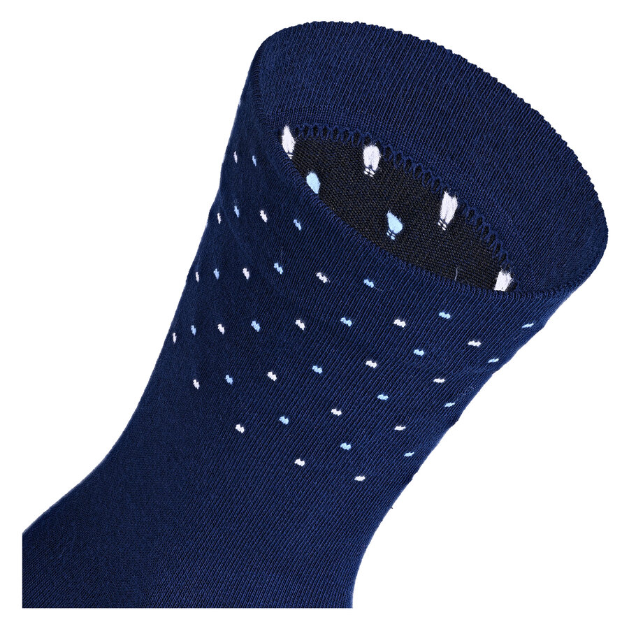 Damensocken extra breites Bündchen und Schaft Ringel und Punkte pfirsich-beige-blau-mix - 25