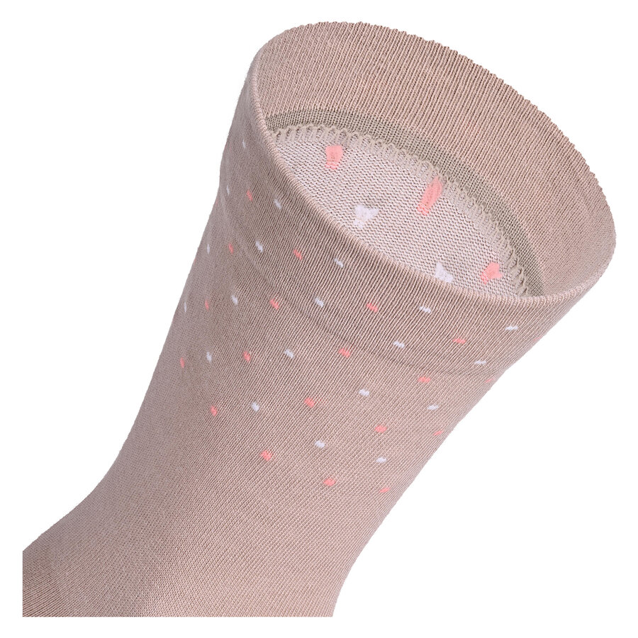 Damensocken extra breites Bündchen und Schaft Ringel und Punkte pfirsich-beige-blau-mix - 4