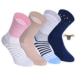 Damensocken extra breites Bündchen und Schaft Ringel und Punkte pfirsich-beige-blau-mix - 1