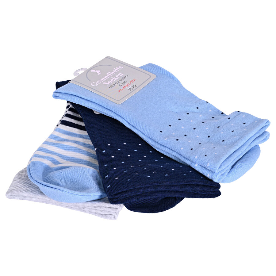 Damensocken extra breites Bündchen und Schaft Ringel und Punkte pfirsich-beige-blau-mix - 11