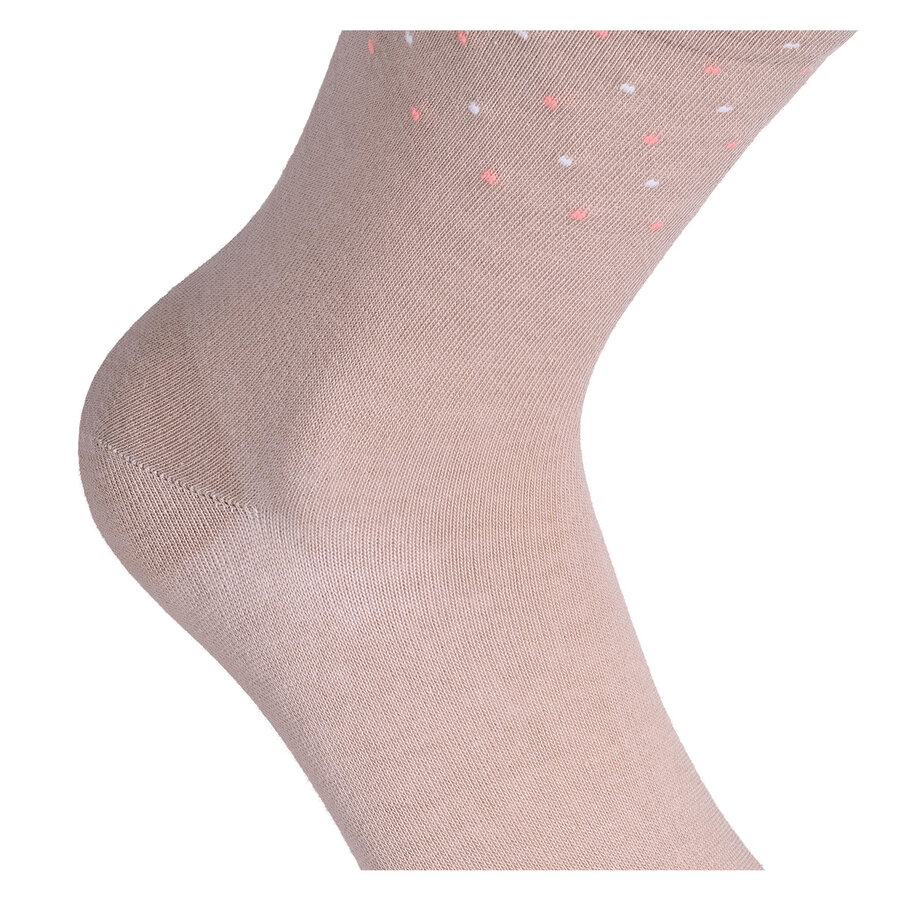 Damensocken extra breites Bündchen und Schaft Ringel und Punkte pfirsich-beige-blau-mix - 5