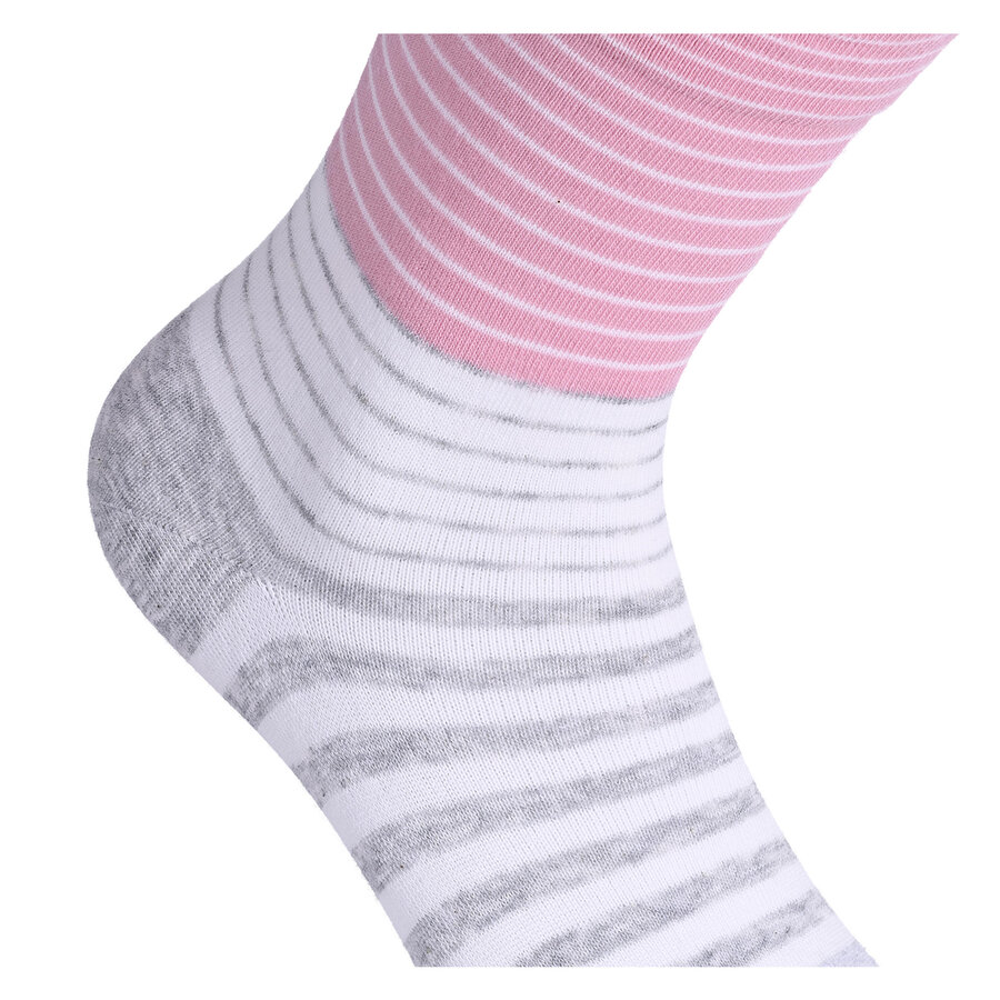 Damensocken extra breites Bündchen und Schaft Ringel und Punkte pfirsich-beige-blau-mix - 30