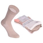 Damensocken extra breites Bündchen und Schaft Ringel und Punkte pfirsich-beige-blau-mix - 23