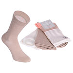 Damensocken extra breites Bündchen und Schaft Ringel und Punkte pfirsich-beige-blau-mix - 15