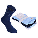 Damensocken extra breites Bündchen und Schaft Ringel und Punkte pfirsich-beige-blau-mix - 18